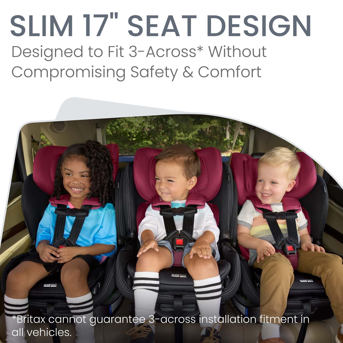 Britax Poplar S Convertible Car Seat, 2-In-1 Car Seat With Slim 17-Inch Design, Clicktight Technology, Ruby Onyx
