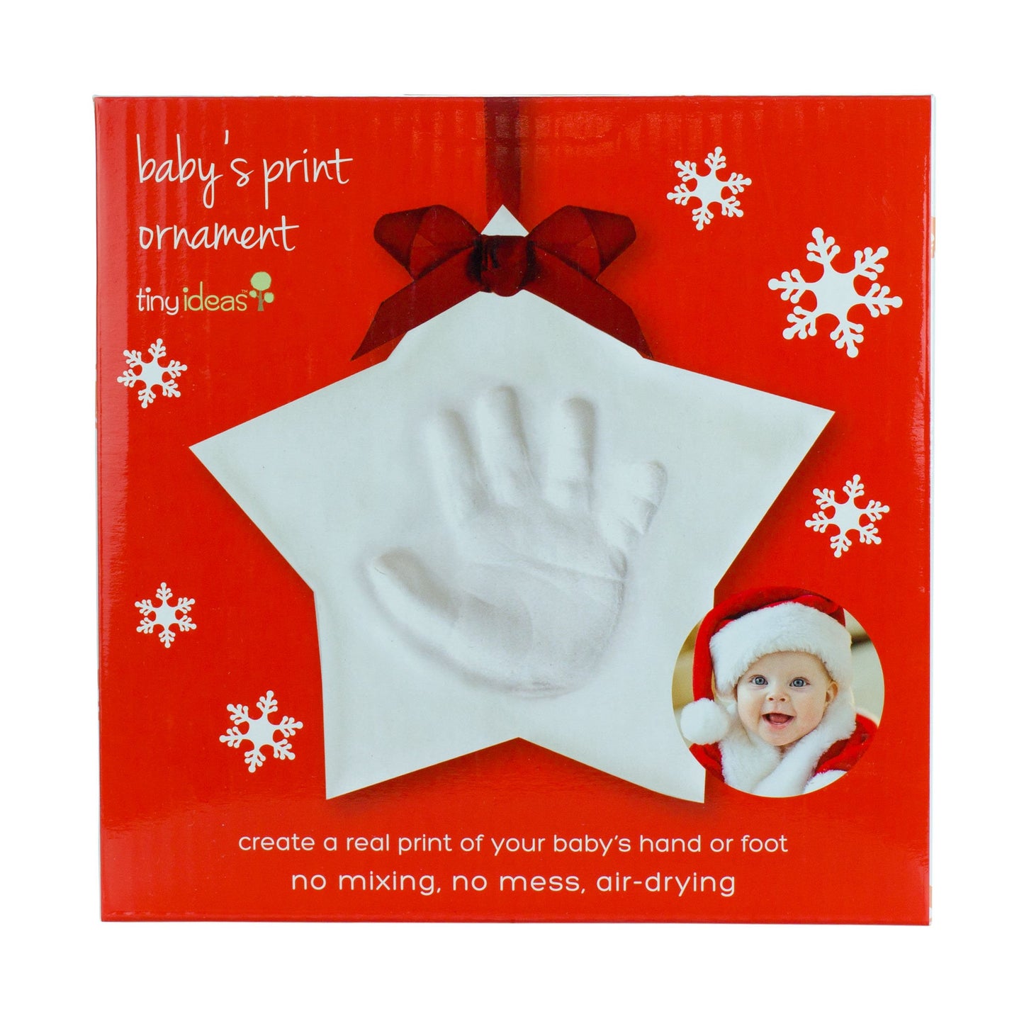 Tiny Ideas Baby'S Hand Or Footprint Keepsake Ornament, No Bake Easy To Make Diy Craft Kit, Star