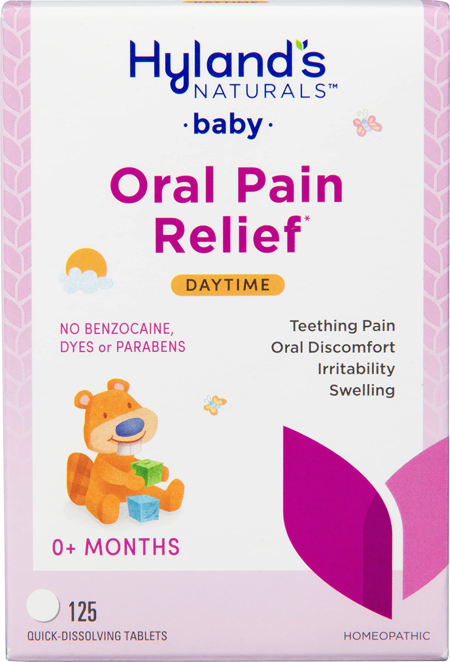 Hylands Baby Daytime Soothing Tablets with Chamomilla, Natural Relief of Oral Discomfort, Irritability, and Swelling, (Pack of
