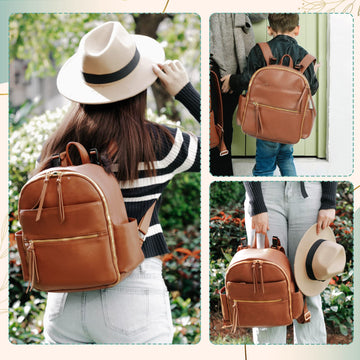 Small Diaper Bag Backpack Mominside Mini Baby Diaper Bag With 11 Pockets, Leather Travel Baby Bag For Baby Girls Boys, Diaper Ba