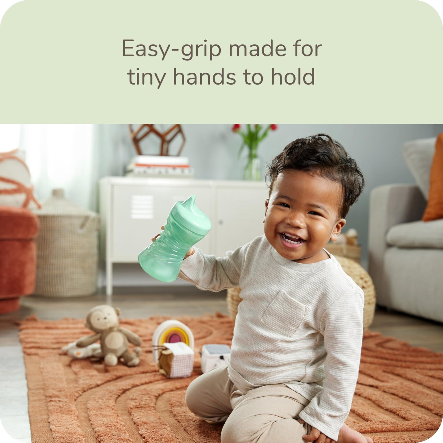 Gerber Graduates Fun Grips Hard Spout Sippy Cup (Colors May Vary), 10-Ounce, 2 Cups