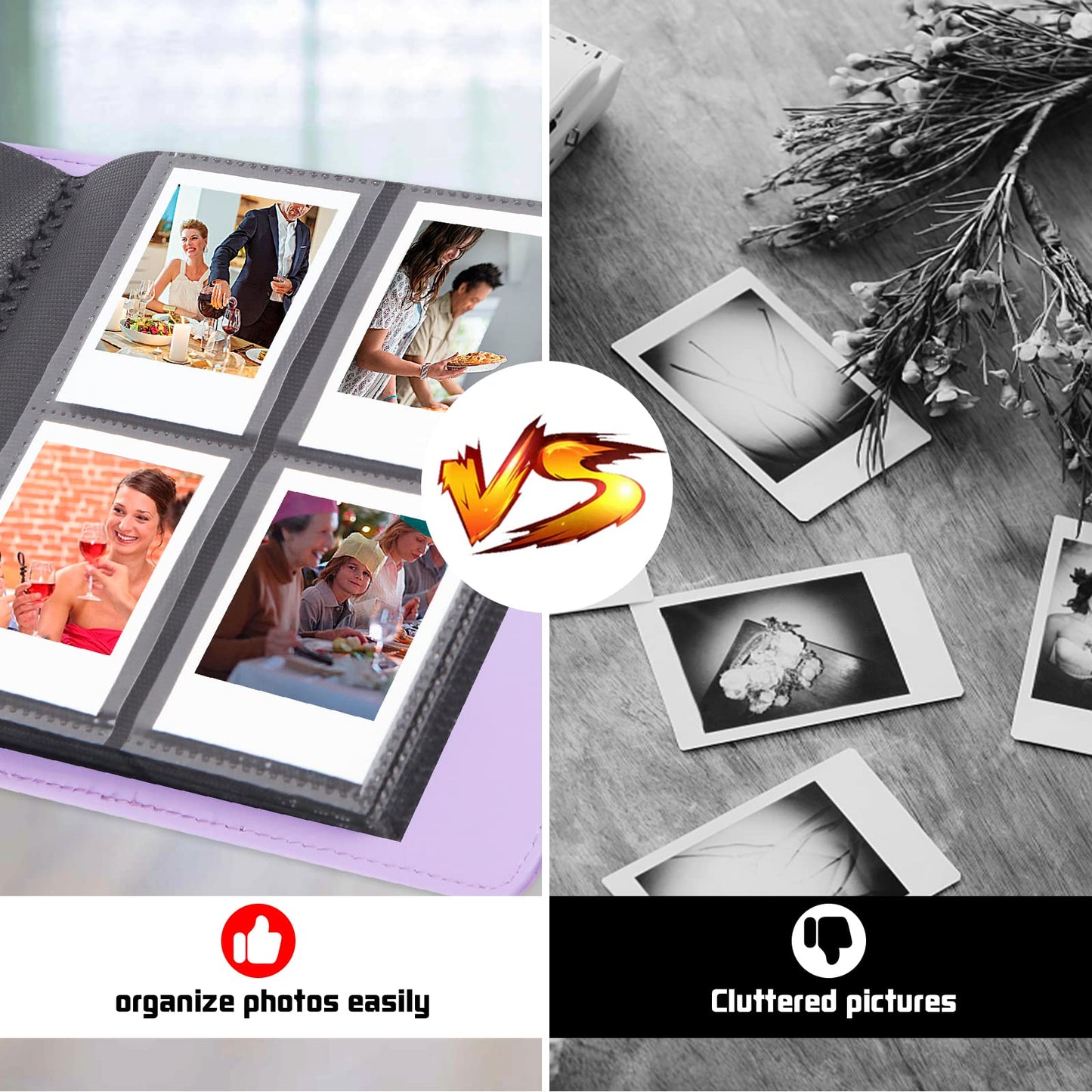 256 Photos Album For Polaroid Go Everything Box Camera And Instant Film,Polaroid Go Photo Album Book (Purple)