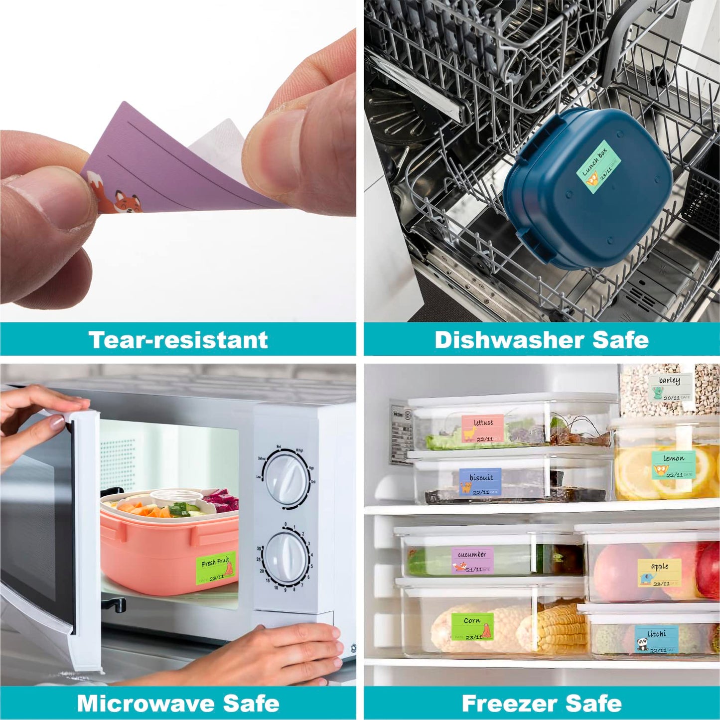 Waterproof Baby Bottle Label For Daycare Supplies,400Pcs Removable Freezer Labels For Baby Food Containers, Breast Milk, Lunch B