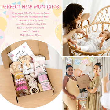New Mom Gift Basket & Baby Gifts, Baby Shower Gifts For Expecting Mommy To Be, New Mom Care Package After Birth Post Partum Esse