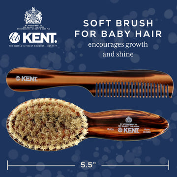 Kent Ba30 Cradle Cap Baby Hair Brush With Ultra Soft Natural Bristles And Smooth Cradle Cap Comb, Baby Essentials For Newborn Ha