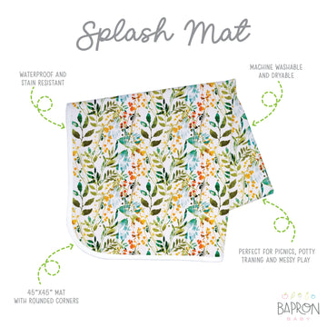 Bapronbaby Autumn Leaves Splash Mat - Waterproof Catch-All For Under High Chairs, Floors, Tables, Playtime Or Arts & Crafts - Ma