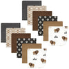 Hudson Baby Unisex Baby Flannel Cotton Washcloths, Wild Buffalo 12 Pack, One Size
