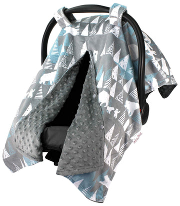 Baby Car Seat Canopy Cover - White Bear And Trees