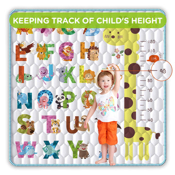 Baby Play Mat For Floor, 2 In 1 Crawling & Learning 50X50 Playpen With Vivid Alphabet & Animal Pattern, Non-Slip One-Piece Foam