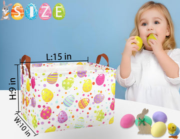 Boohit Large Easter Baskets For Kids Personalized Baby Girl Easter Basket Cute Teen Boy Spring Decor (Dot Egg)