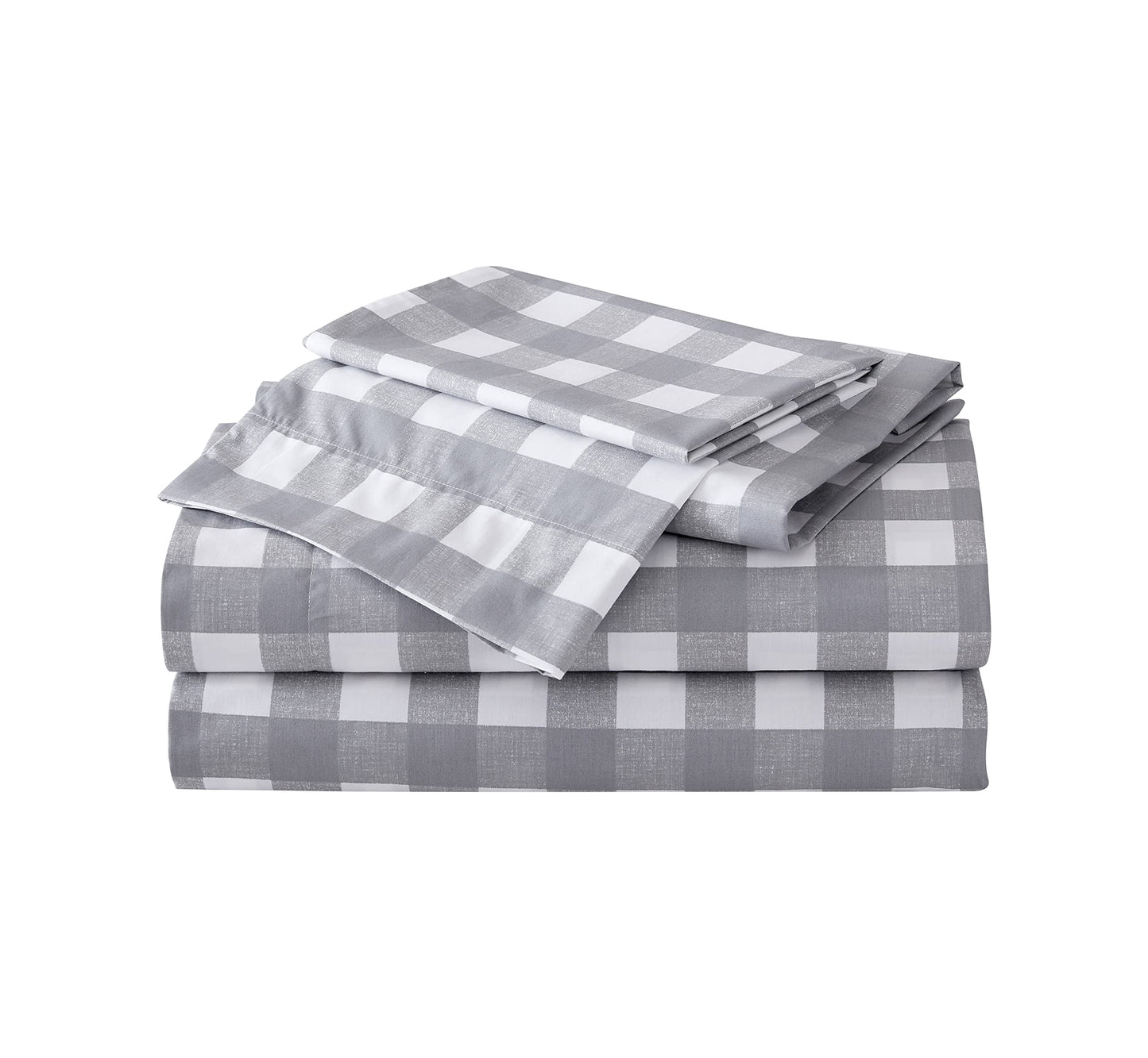 Eddie Bauer Home Sheets Cotton Percale Bedding Set, Crisp Cool, Stylish Home Decor, Twin, Lakehouse Plaid Greywhite