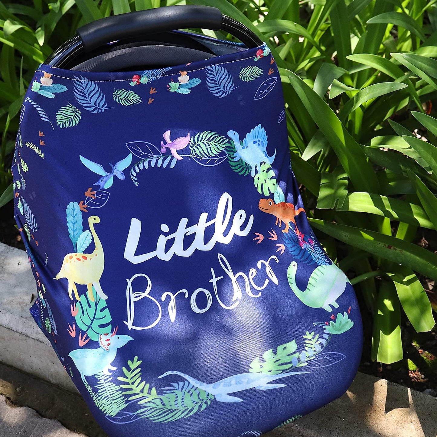 Baby Car Seat Cover For Boys, Little Brother Car Seat Canopy, Multiuse Nursing Covers, Dinosaur Theme Infant Carrier Cover Summe