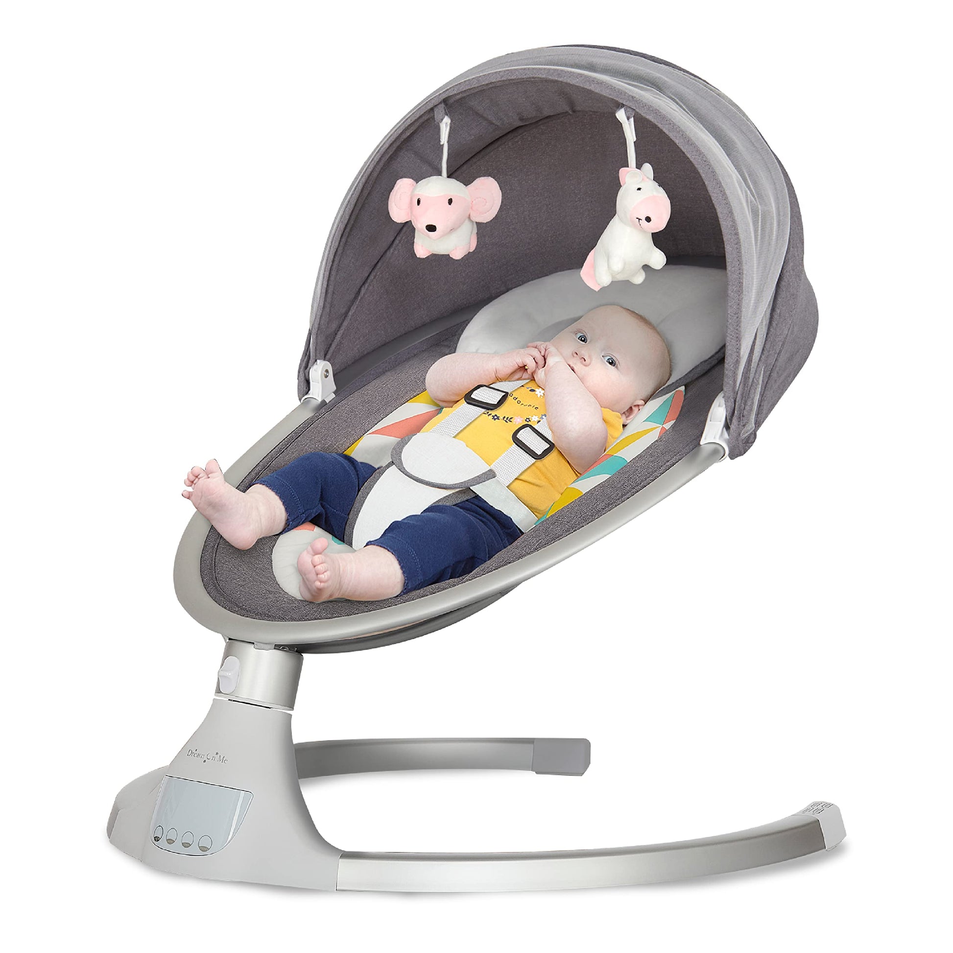 Dream On Me Zazu Baby Swing, Baby Swing For Infant, 5- Swinging Speed, Two Attached Toys, Bluetooth Enabled And Remote Control,