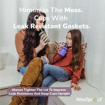 Weesprout Glass Cups With Lids & Straws, Spill-Resistant Smoothie Cups For Toddlers & Kids, Baby Food Storage & Snack Jars, Xl S