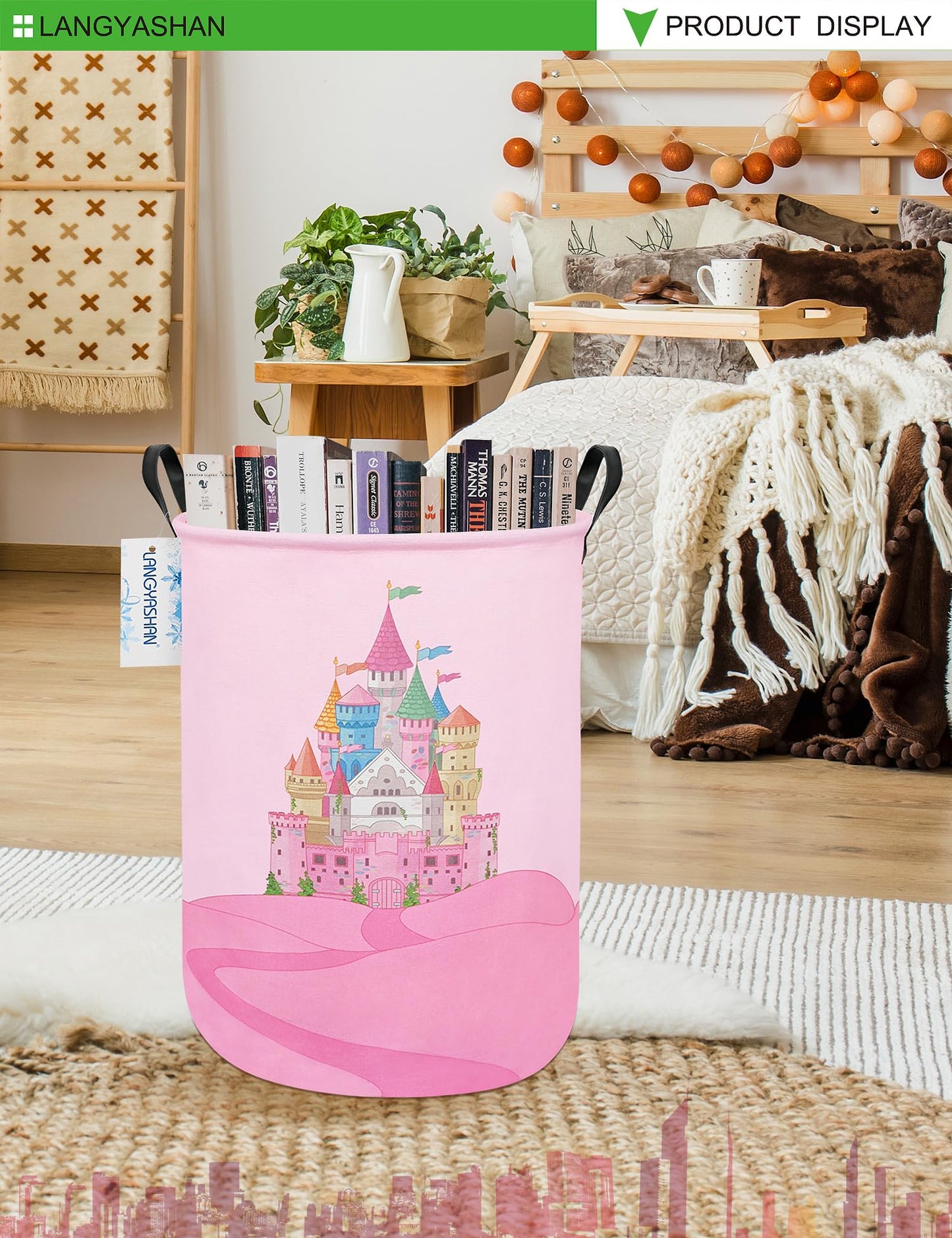 Langyashan Storage Bin, Canvas Fabric Collapsible Organizer Basket For Laundry Hamper,Toy Bins,Gift Baskets, Bedroom, Clothes,Ba