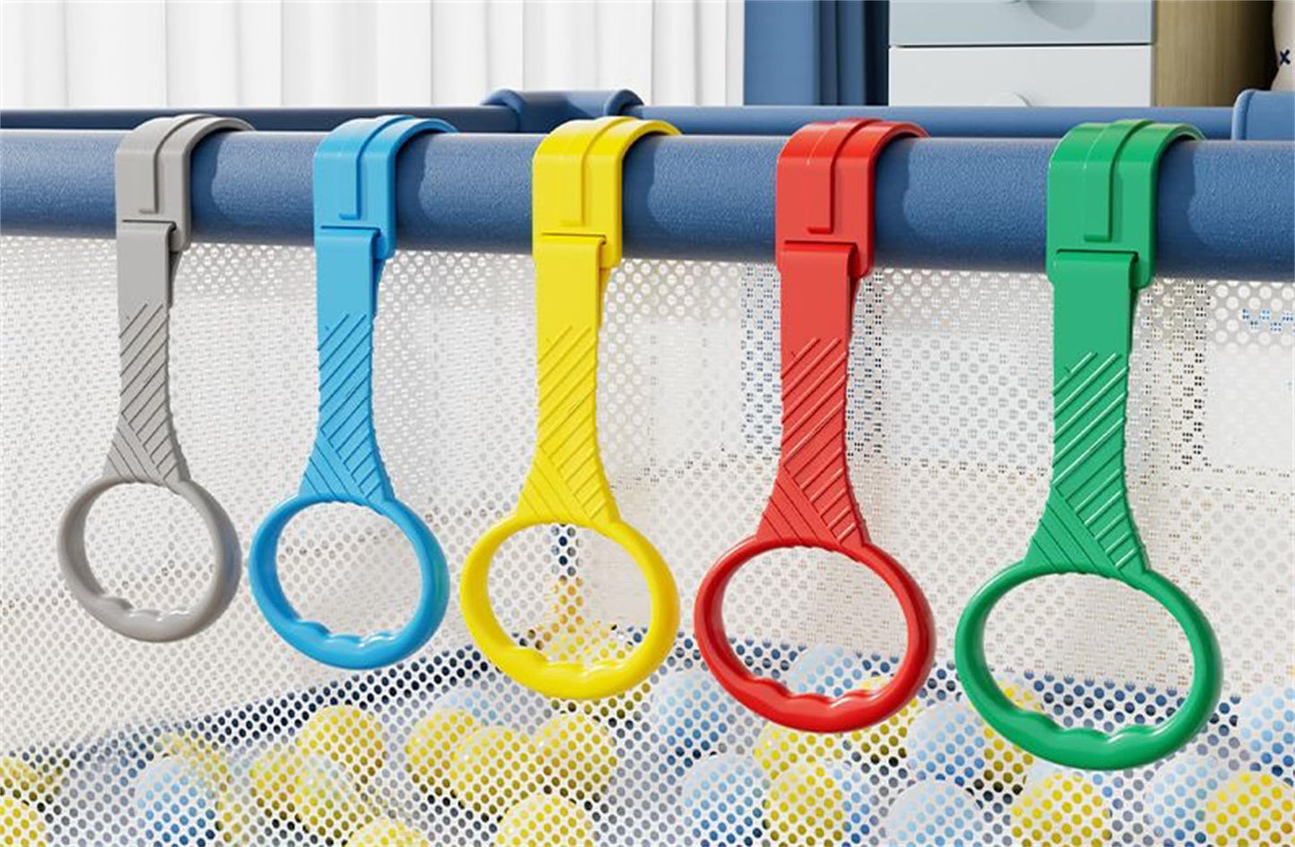 5Pcs Walk Assistant Plastic Baby Crib Pull Rings For Baby Baby Pull Up Rings Cot Hanging Rings For Infant Baby Toddler Practice