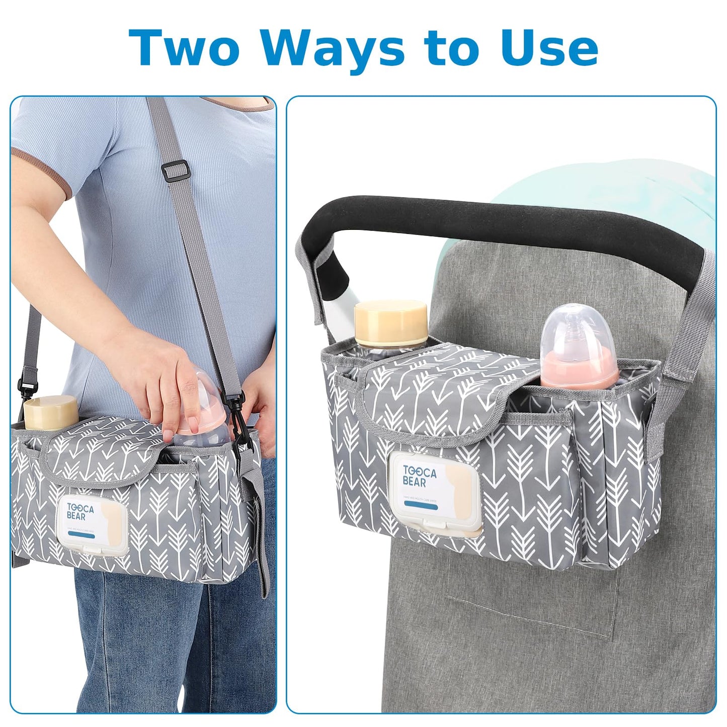 Accmor Universal Stroller Organizer With Insulated Cup Holder And Shoulder Strap, Stroller Bag Caddy Organizer Stroller Accessor