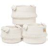 Naturalcozy 3-Piece Decorative Storage Basket Set - Cotton Rope Woven Baskets For Organizing! Small Basket For Nursery Baby Stuf