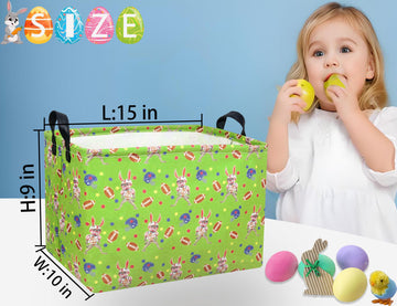 Boohit Large Football Easter Baskets For Kids Personalized Baby Easter Basket Blueteen Boy Spring Decor (Rugby Bunny)