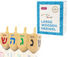 The Dreidel Company Hanukkah Dreidel 4 Extra Large Wooden Dreidels Hand Painted - Includes Game Instruction Cards- (4-Pack Xl Dr