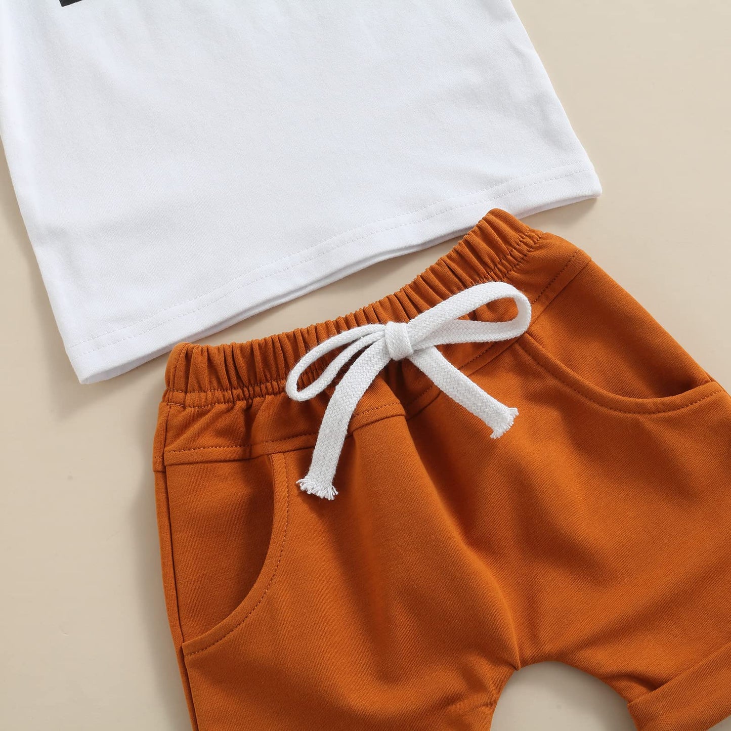 Newborn Baby Boy Clothes Summer Short Sleeve T-Shirt Tops Solid Color Shorts 3 6 9 12 18 Months Boy Casual Outfits (Bro White, 0