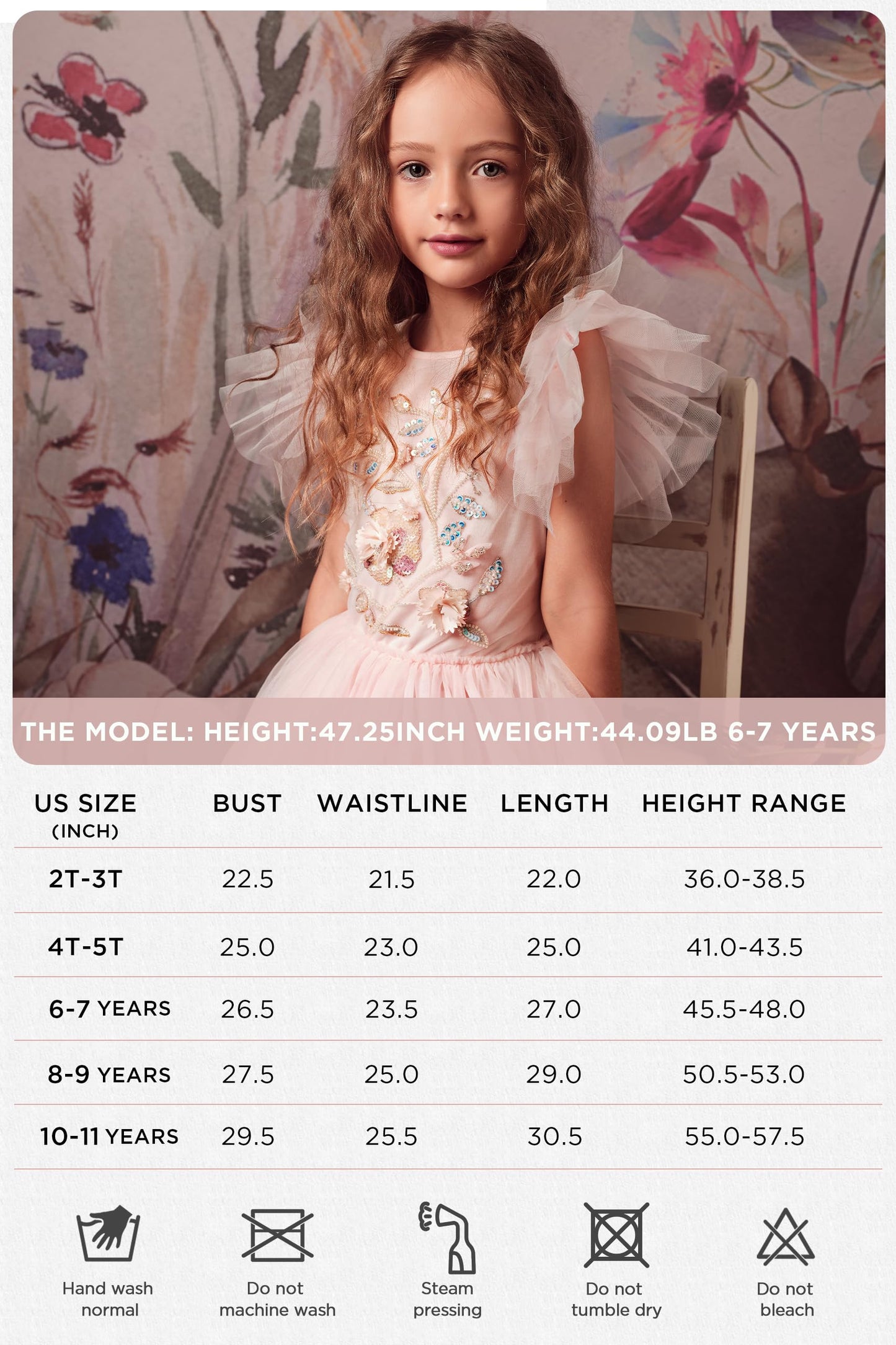 Tutuland Tutu Dress For Girls - Embroidered Tulle Dress Tiered Layered Flower Toddler Dress For Wedding Birthday Photo Prop