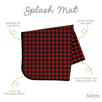 Bapronbaby Red Buffalo Plaid Splash Mat - Waterproof Catch-All For Under High Chairs, Floors, Tables, Playtime Or Arts & Crafts
