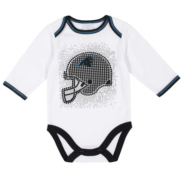 Gerber Nfl Carolina Panthers 3 Pack Bodysuit Footed Pant And Cap Registry Gift Set, Black/White Carolina Panthers, 3-6M