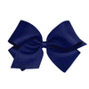 Wee Ones Girls' Classic Grosgrain Hair Bow With Plain Wrap Center On A Weestay Hair Clip, Handmade, King Sized Bow, Light Navy