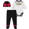 Nfl Baby Girls' 3Pc Bodysuit, Footed Pant, & Cap Set, Atlanta Falcons, 0-3 Months