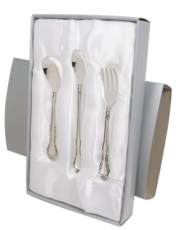 Stephan Baby Keepsake 3 Piece Silver Plated Feeding Set In Satin-Lined Gift Box