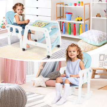 Infans 5 In 1 Baby High Chair, Convertible Toddler Table Chair Set, Rocking Chair, Multi-Function Seat With Lockable Universal W