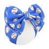 Yanjie 7' Baby Headbands Football Sports Printed Bow Blue Wide Headbands Basketball Handmade Hairband Baseball Game Day Sports