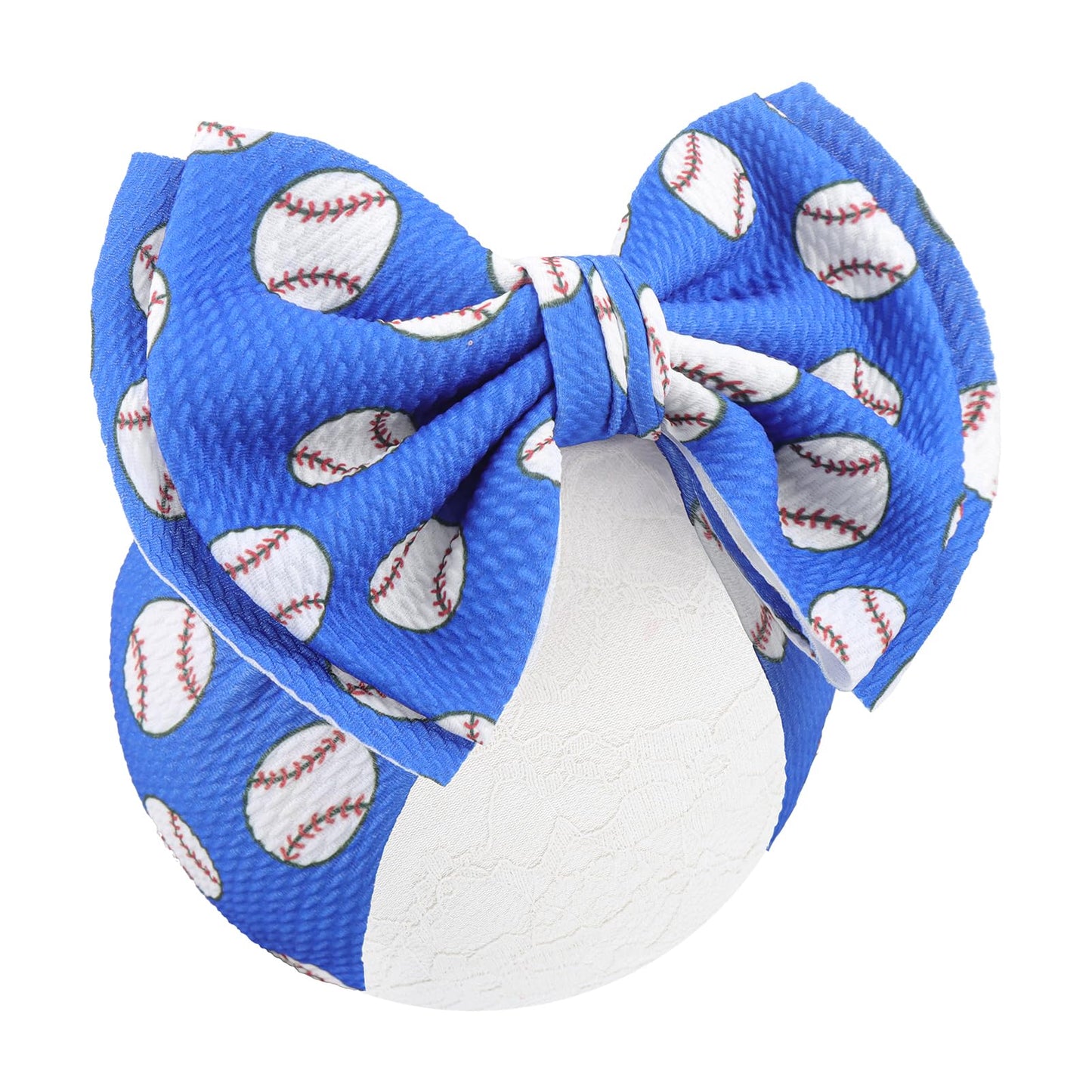 Yanjie 7' Baby Headbands Football Sports Printed Bow Blue Wide Headbands Basketball Handmade Hairband Baseball Game Day Sports