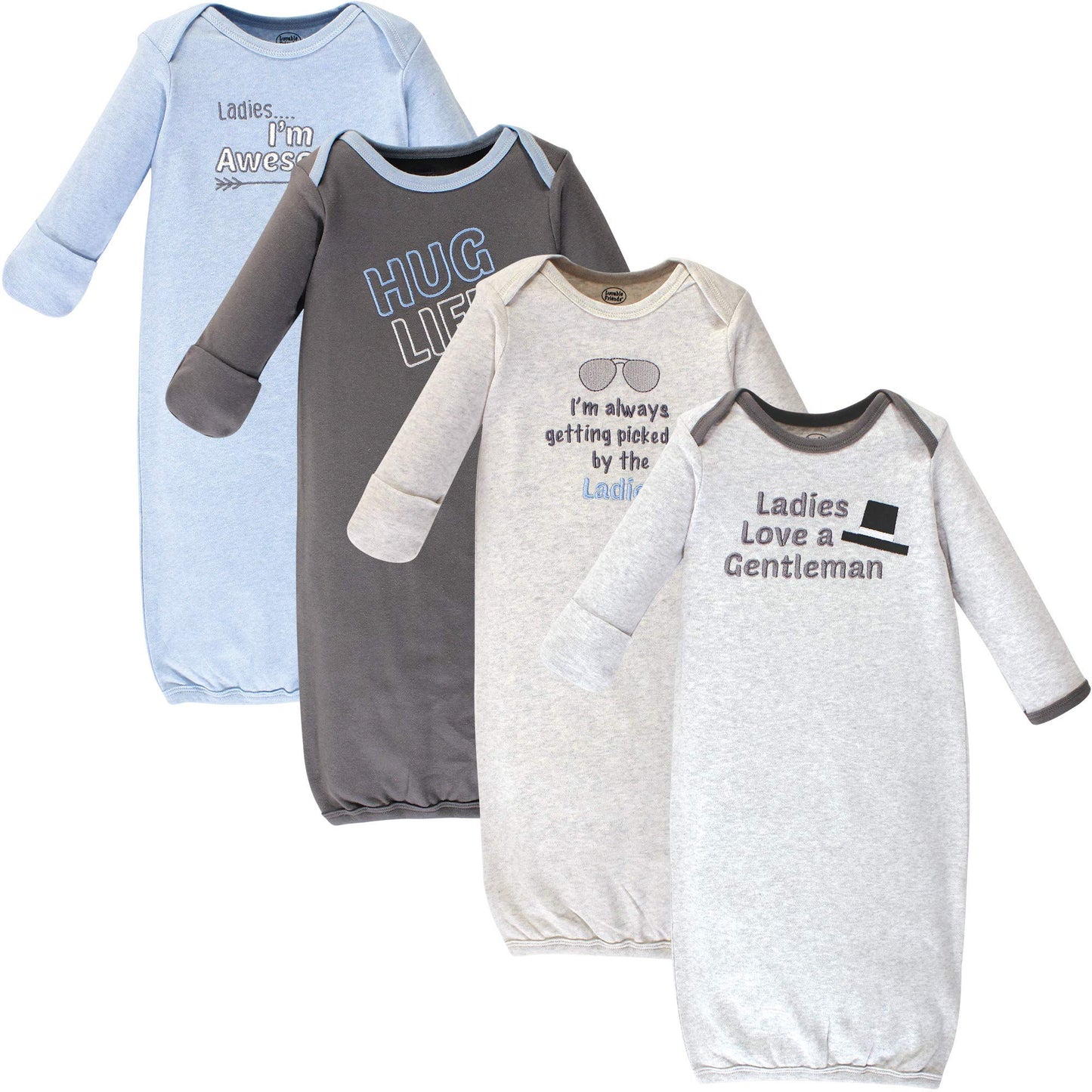 Luvable Friends Unisex Baby Cotton Gowns, Ladies, Preemie-Newborn