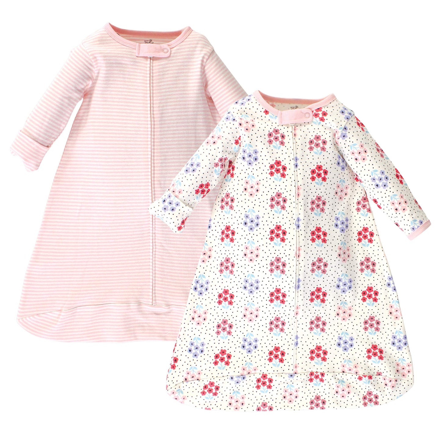 Touched by Nature Unisex Baby Organic Cotton Long-Sleeve Wearable Sleeping Bag, Sack, Blanket, Floral Dot, 0-3 Months