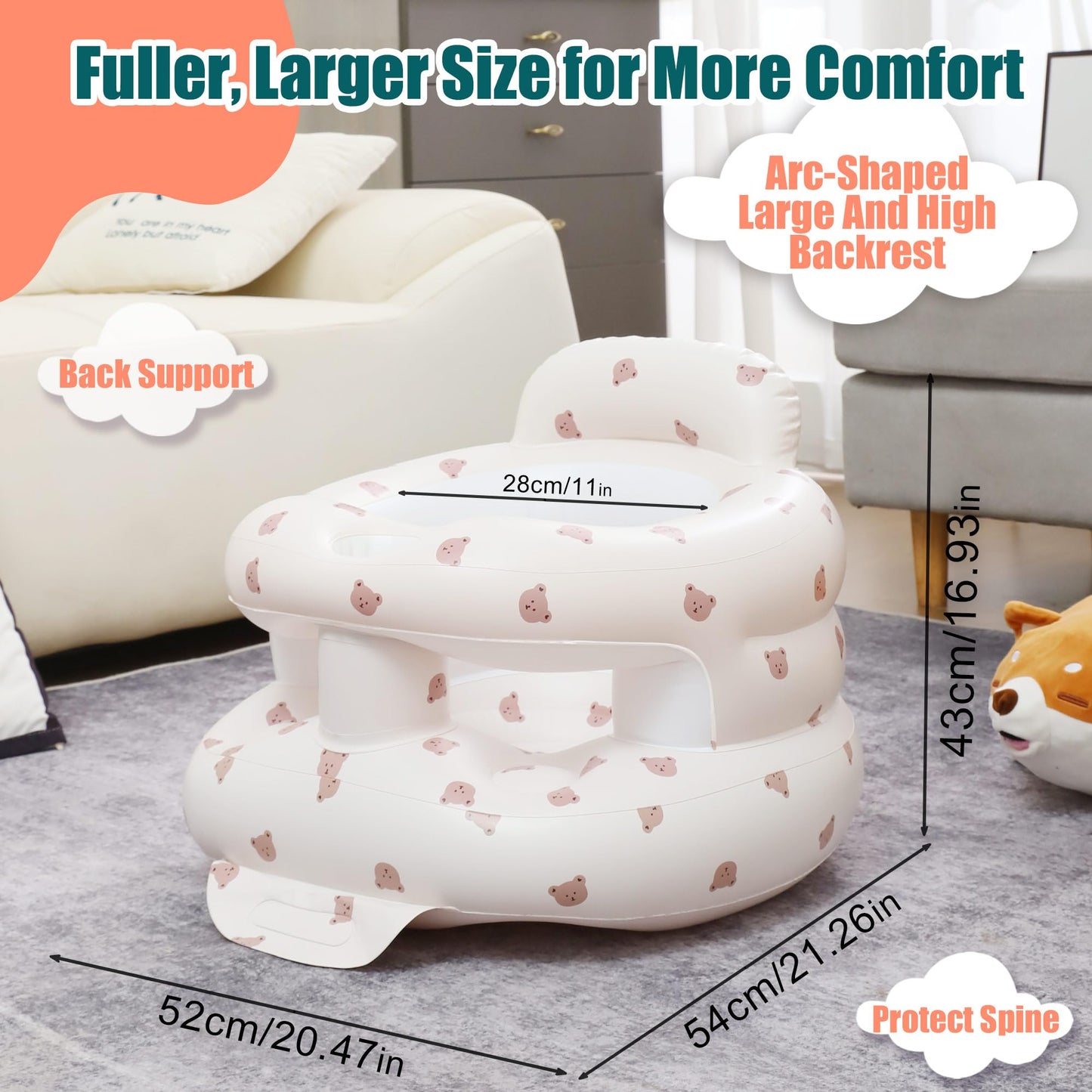 Upgraded Inflatable Baby Seat For Babies 3-36 Months, Inflatable Baby Chair Sit Me Up Floor Seat For Baby, Back Support Baby Sea