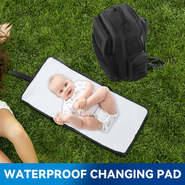 Mabozoo Diaper Bag Backpack For Dad, Black Military Diaper Bag Backpack With Waterproof Changing Pad,Large Mens Baby Bag,Unisex