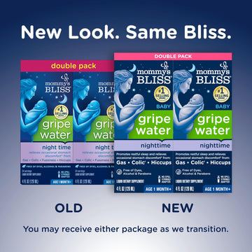 Mommy'S Bliss Gripe Water Night Time, Relieves Stomach Discomfort From Gas, Colic, Fussiness, & Hiccups, Gentle & Safe, For Infa