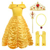 Relibeauty Little Girls Layered Princess Dress Costume With Accessories, Yellow, 8-10