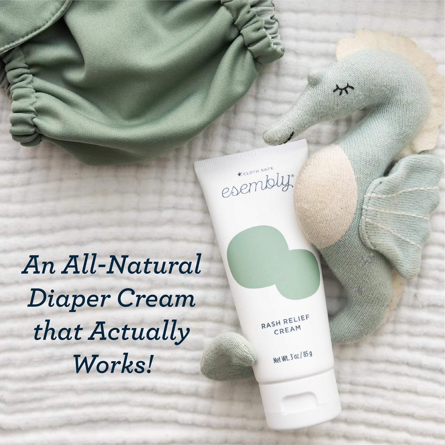 Esembly Rash Relief Cream, Organic And Cloth Friendly Zinc Oxide Barrier Cream, Soothes And Heals Diaper Rash, Natural Aid For B