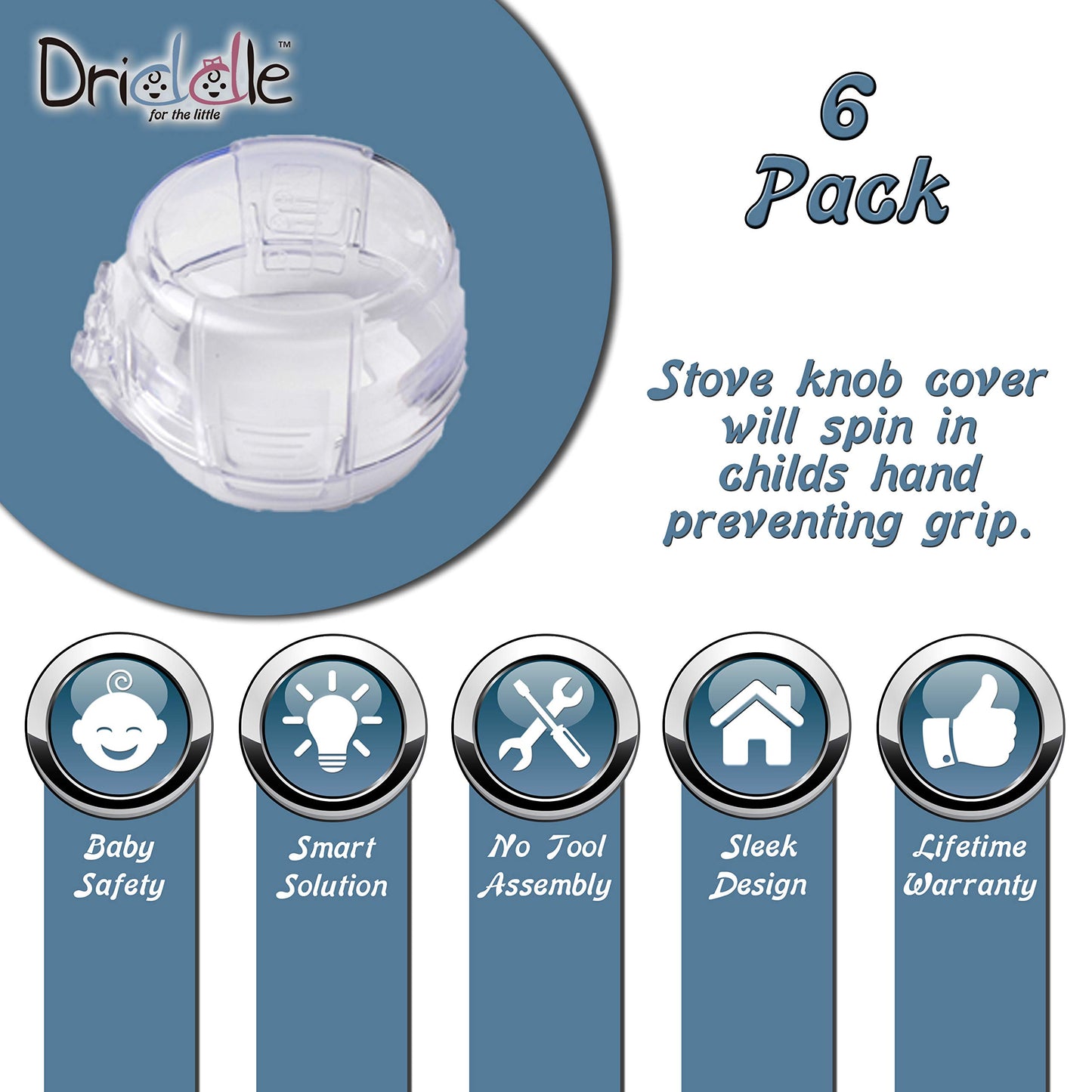 6 Pack Clear Stove Knob Safety Covers - Protect Little Kids With A Child Proof Lock For Oven/Stove Top/Gas Range - Baby/Toddler