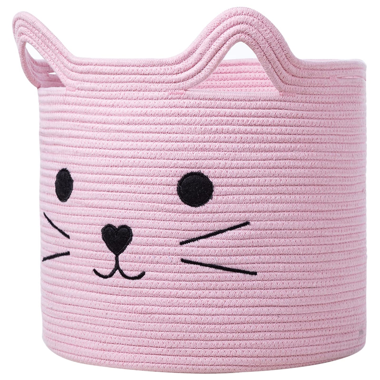 Vk Vkliving Cat Toy Baskets Cotton Rope Animal Baskets Pink Laundry Baskets For Toys, Clothes,Gifts,Towels, Blankets,Pet Bed Pin