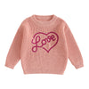 Nokpsedcb Baby Girl Cute Long Sleeve Heart Flowers Embroidery Oversized Sweater Toddler Valentine Outfit (Pink Love, 0-3 Months)