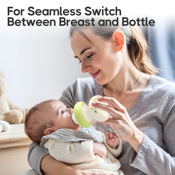 Yohkoh Newborn Glass Baby Bottles With Slow Flow Nipple For 0+ Months, Wide Neck Feeding Bottle, 2.7Oz/80Ml (Green, 2.7Oz (Pack