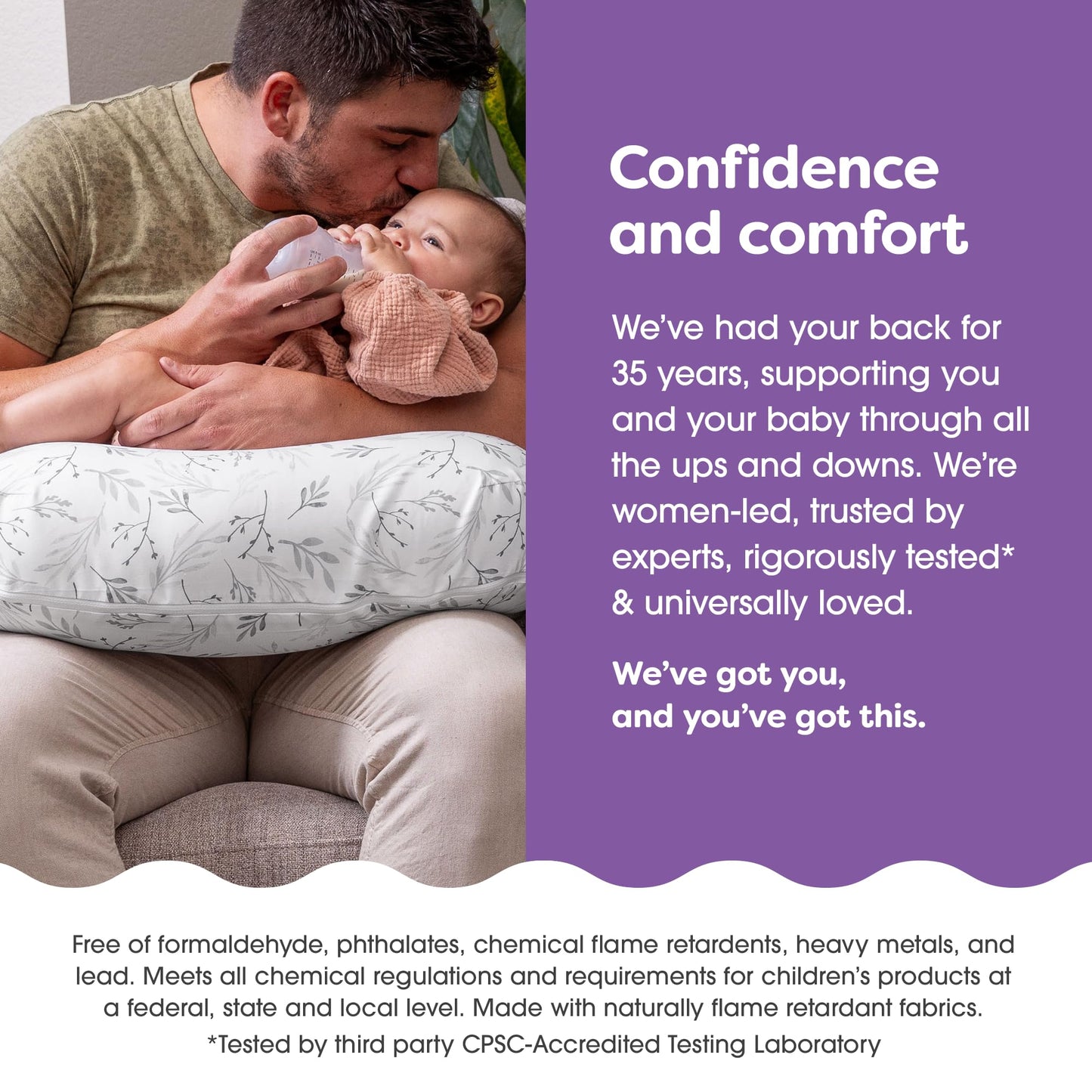 Boppy Nursing Pillow Cover, Gray Gentle Leaves, Single Cover, Easy-On Slipcover With Extra Soft 100% Polyester Microfiber Fabric