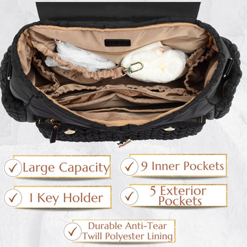 Sewboo Diaper Bag Backpack Large Capacity Travel Mommy Bag Waterproof And Stylish With Changing Pad Baby Bag For Women And Girls