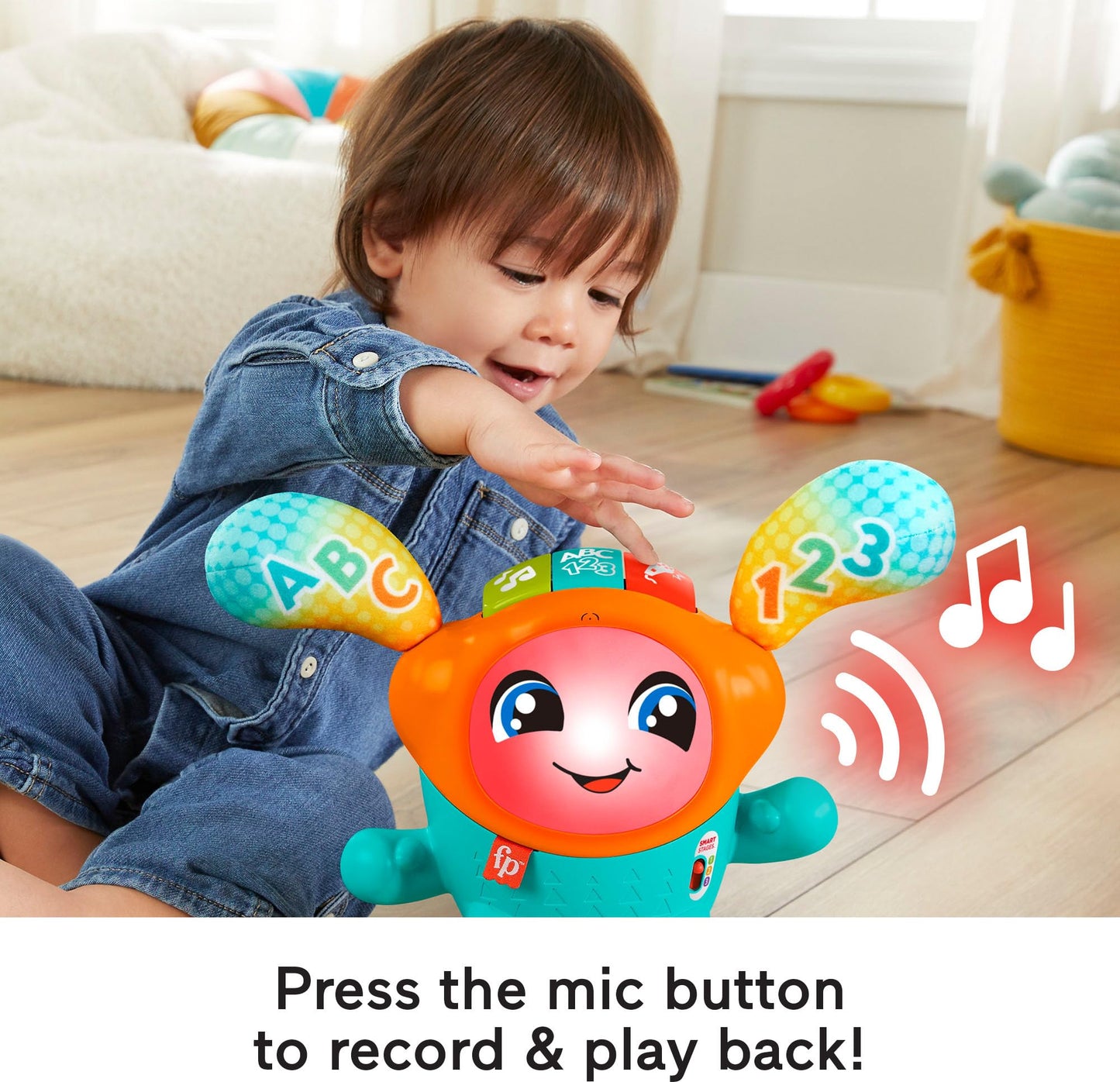 Fisher-Price Baby & Toddler Learning Toy DJ Bouncin Beats with Music Lights & Bouncing Action for Ages 9+ Months