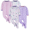Onesies Brand Baby Girl'S 4-Pack Sleep 'N Play Footies Multi Pack, Rainbows, Newborn