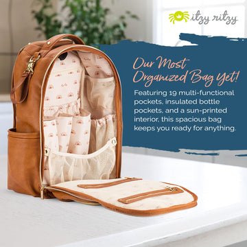 Itzy Ritzy Diaper Bag Backpack - Large Capacity Boss Plus Baby Backpack Diaper Bag Featuring 19 Pockets, Changing Pad, Stroller